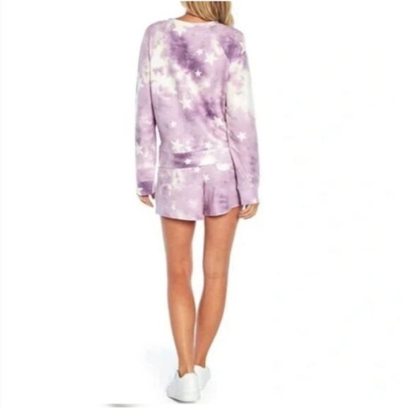 Wildfox $160 Lounge Set Womens Large Tie Dye Stars Sweatshirt & Short NWT - Picture 4 of 7